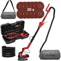 Lehmann Langhalsschleifer, Trockenbauschleifer, Wand-Deckenschleifer, 1800 Watt, Ø 225 mm, Absaugsystem, mit LED, Inkl. 6 Schleifscheiben und Koffer