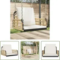 The Living Store Hängestuhl mit Kissen 63x58x39 cm Poly Rattan und Stahl