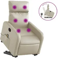 Syfax Massagesessel mit Aufstehhilfe Creme Kunstleder