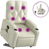 Syfax Massagesessel mit Aufstehhilfe Creme Kunstleder