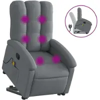 Syfax Massagesessel mit Aufstehhilfe Dunkelgrau Stoff