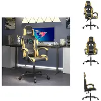 vidaXL Gaming-Stuhl Drehbar Schwarz und Golden Kunstleder - Gaming-Sessel