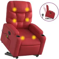 Syfax Massagesessel mit Aufstehhilfe Rot Kunstleder