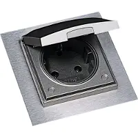 Thebo Einzelsteckdose ST 3009 ST/1 in EDELSTAHLFARBIG mit Klappdeckel / Schukosteckdose