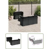 The Living Store 6-tlg. Garten-Sofagarnitur mit Kissen Schwarz Poly Rattan
