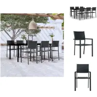 vidaXL 7-tlg. Garten-Essgruppe Schwarz - Gartenmöbel-Sets