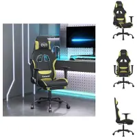 vidaXL Gaming-Stuhl mit Fußstütze Schwarz und Hellgrün Stoff - Gaming-Sessel