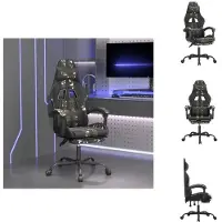 vidaXL Gamingstuhl mit Fußstütze Drehbar Schwarz Tarnfarben Kunstleder - Gaming-Sessel