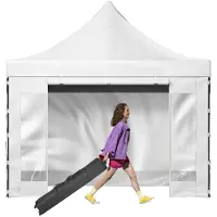 StarTech.com Pavillon - Faltpavillon 3x3m - Faltpavillon 240g PVC-beschichtetes Polyester - Pop-Up-Pavillon 1,95-2,13m Höhenverstellbar - Partyzelt Festzelt Strandzelt - Weiß