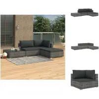 vidaXL 4-tlg. Garten-Lounge-Set mit Auflagen Poly Rattan Grau - Gartenmöbel-Sets