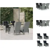 vidaXL 5-tlg. Garten-Essgruppe Hellgrau Poly Rattan - Gartenmöbel-Sets