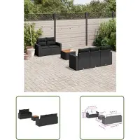 The Living Store 6-tlg. Garten-Sofagarnitur mit Kissen Schwarz Poly Rattan