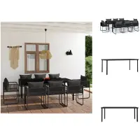 vidaXL 9-tlg. Garten-Essgruppe Schwarz - Gartenmöbel-Sets
