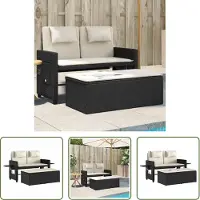 The Living Store Gartenbank Verstellbar mit Kissen Schwarz Poly Rattan