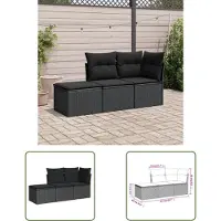 The Living Store 3-tlg. Garten-Sofagarnitur mit Kissen Schwarz Poly Rattan