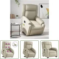 The Living Store Massagesessel mit Aufstehhilfe Elektrisch Creme Kunstleder
