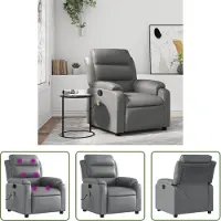 The Living Store Massagesessel Grau Kunstleder