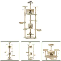 The Living Store Katzen-Kratzbaum Sisal 203 cm Beige und Weiß