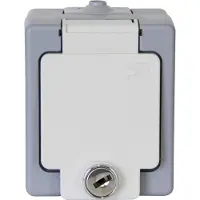 Kopp 105648002 Schutzkontakt-Steckdose 1-Fach mit Sicherheitsschloss, Aufputz-Fe