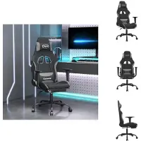vidaXL Gaming-Stuhl mit Fußstütze Schwarz und Hellgrau Stoff - Gaming-Sessel