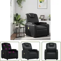 The Living Store Massagesessel Schwarz Kunstleder