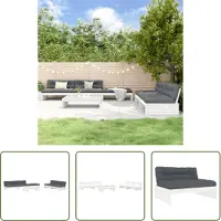 The Living Store 6-tlg. Garten-Lounge-Set mit Kissen Weiß Massivholz