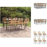 vidaXL 7-tlg. Garten-Essgruppe Poly Rattan - Gartenmöbel-Sets