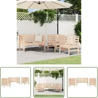 The Living Store 3-tlg. Garten-Lounge-Set Massivholz Kiefer
