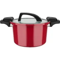 GSW Dampfgartopf "Gourmet", rot, H:16cm Ø:24cm, Töpfe, Dampfgartopf, Dampfkochtopf mit Ventil zum Druckausgleich kein Überdruck, Induktion