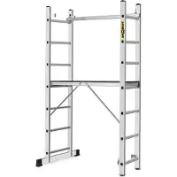 Drabest | Aluminiumgerüst - gerüst - Mehrzweckleiter - Leitergerüst - 2x7 - leiter gerüst - 150kg - plattform aluminium gerüst - 33x114 cm