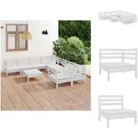 vidaXL 9-tlg. Garten-Lounge-Set Weiß Massivholz Kiefer - Gartenmöbel-Sets