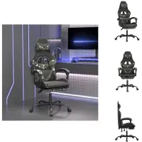 vidaXL Gaming-Stuhl mit Fußstütze Schwarz und Tarnfarben Kunstleder - Gaming-Sessel
