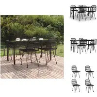 vidaXL 5-tlg. Garten-Essgruppe Schwarz Poly Rattan - Gartenmöbel-Sets