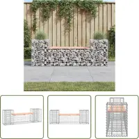 The Living Store Gartenbank aus Gabionen 183x41x60,5 cm Massivholz Douglasie