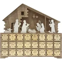 Generic Rebecca Mobili Brauner Adventskalender in Hausform mit 24 Schubladen und Lichtern