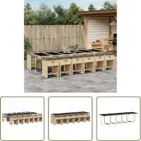 The Living Store 13-tlg. Garten-Essgruppe mit Kissen Beigemischung Poly Rattan