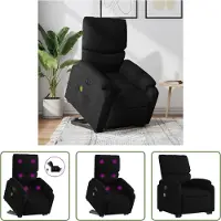 The Living Store Elektrischer Massagesessel mit Aufstehhilfe Schwarz Stoff