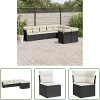 The Living Store 9-tlg. Garten-Sofagarnitur mit Kissen Schwarz Poly Rattan
