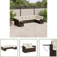 The Living Store 10-tlg. Garten-Sofagarnitur mit Kissen Braun Poly Rattan