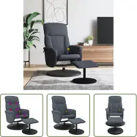 The Living Store Massagesessel mit Fußhocker Dunkelgrau Samt
