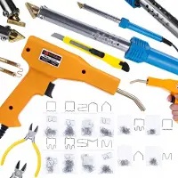 Rosfix Blue Lark 80W BL80W Elektrischer Lötkolben der S-Serie + Kunststoffhefter im Koffer, 200 Heftklammern + 800 Heftklammern, 8 Typen