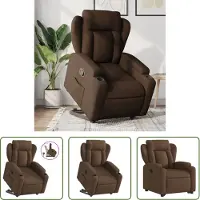 The Living Store Relaxsessel mit Aufstehhilfe Braun Stoff