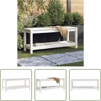 The Living Store Gartenbank Weiß 108x35x45 cm Massivholz Kiefer