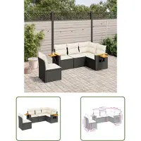 The Living Store 5-tlg. Garten-Sofagarnitur mit Kissen Schwarz Poly Rattan