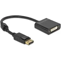 DeLOCK Adapter DisplayPort 1.2 Stecker zu DVI Buchse 4K Aktiv schwarz, 0,2 m, DisplayPort, DVI, Männlich, Weiblich, Gerade