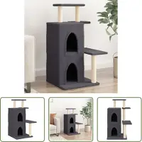 The Living Store Kratzbaum mit Sisal-Kratzsäulen Dunkelgrau 97 cm