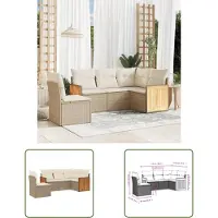 The Living Store 5-tlg. Garten-Sofagarnitur mit Kissen Beige Poly Rattan