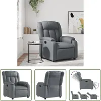 The Living Store Relaxsessel Grau Kunstleder