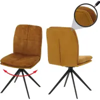 Mendler 2er-Set Esszimmerstuhl HWC-M68, Küchenstuhl Lehnstuhl, drehbar Auto-Position, Metall Stoff/Textil gelb