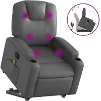 Syfax Massagesessel mit Aufstehhilfe Grau Kunstleder